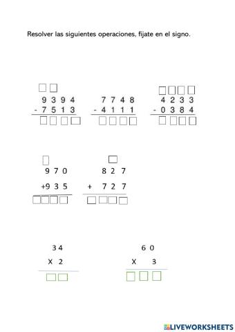 Sumas, restas, multiplicaciones