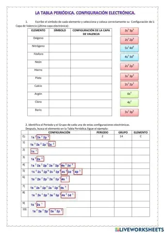 Tabla Periódica. Configuración Electrónica.