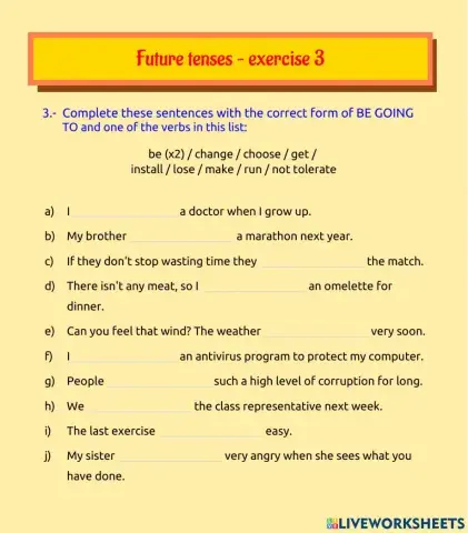 Future tenses - exercise 3