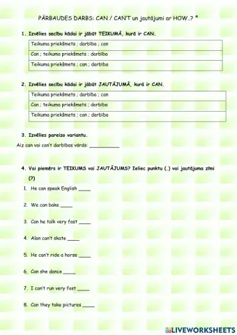 Test°: Can and questions with HOW?