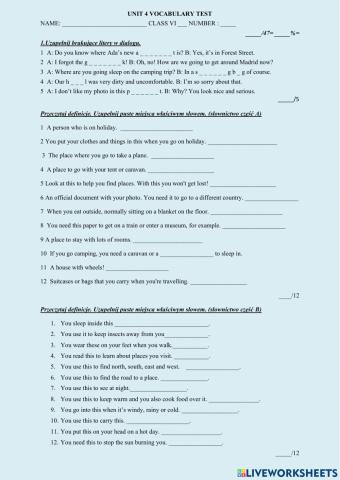 Team up 3 Unit 4 vocabulary test