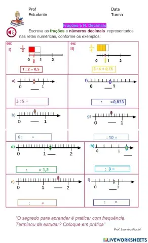 Fração e numero decimal