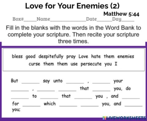 Love for Your Enemies Part 2