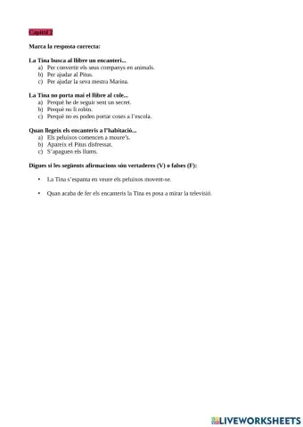 Comprensió lectora Tina superbruixa revoluciona la classe Cap.2