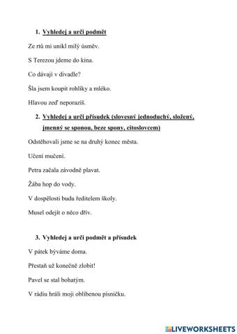 Podmět a přísudek