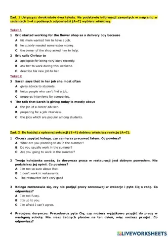 Egzamin ósmoklasisty - praca