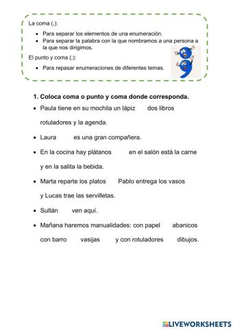 Coma y punto y coma