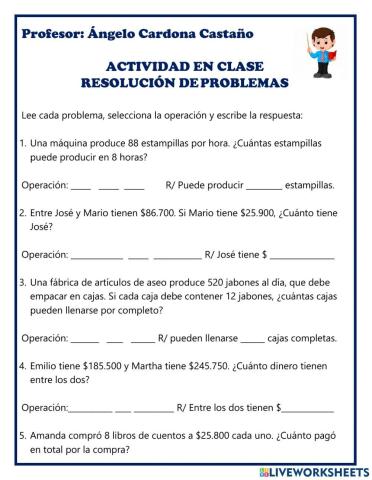 Resolución de problemas con operaciones básicas