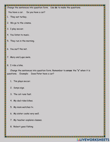 Present simple queston