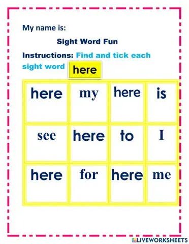 Sight Word here