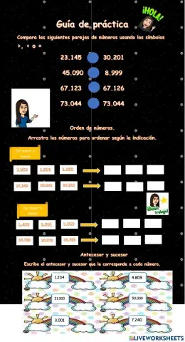 Guía practica orden, comparación, antecesor y sucesor