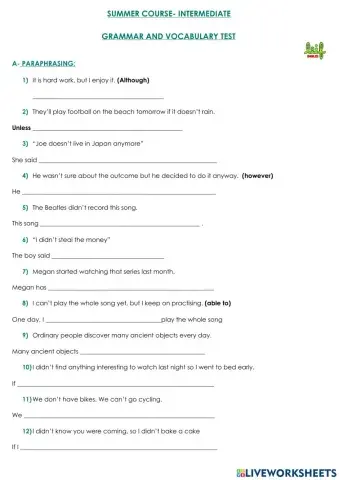 Summer Course - Intermediate FT