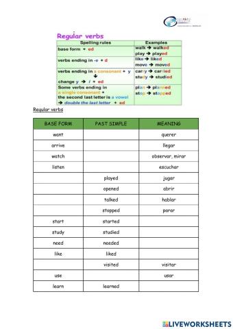Regular verbs 1