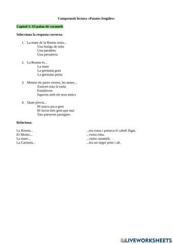Comprensió lectora Patates fregides cap.1