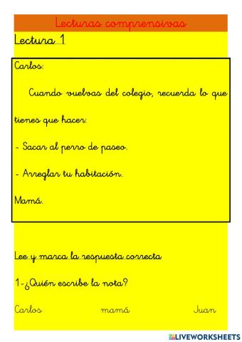 Lectura comprensiva 10 marzo 2021