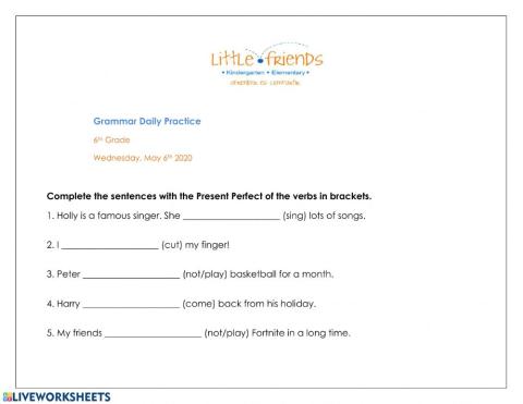 Grammar, Wednesday May 6th