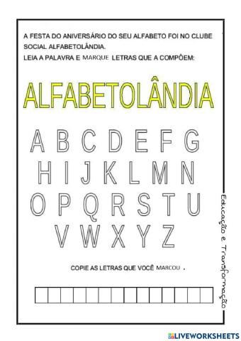 Letras do alfabeto - Quantidade de letras