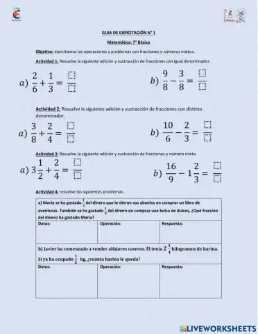 Operaciones y problemas con fracciones