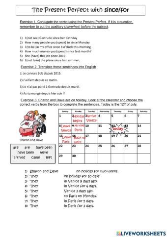 The Present Perfect with since-for