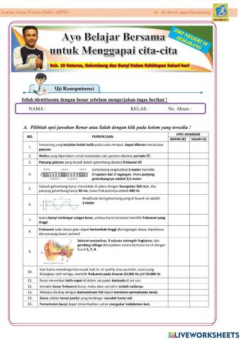 Lkpd Uji Kompetensi bab 10 Get, Gel dan Bunyi