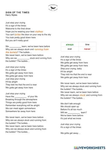 Sign of the times - Harry Styles