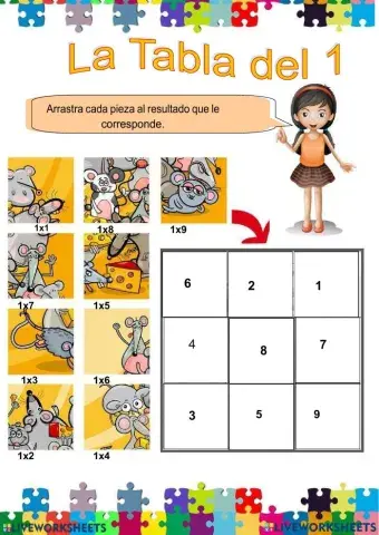 Ficha para practicar la Tabla del 1