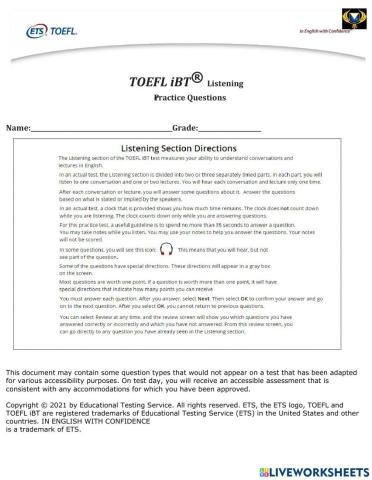 TOEFL iBT® Test Listening Practice Sets