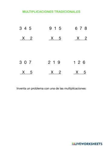 MLULTIPLICACIONES TRADICIONALES X2 y X5