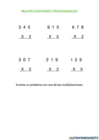 MLULTIPLICACIONES TRADICIONALES X2 y X5