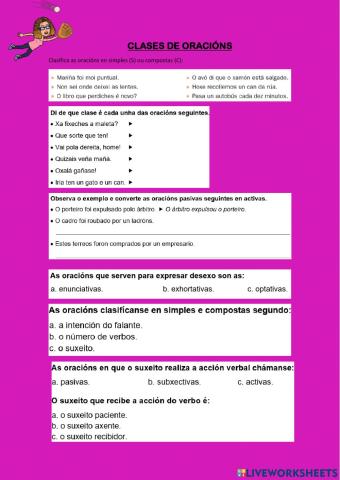 Clases de oracións