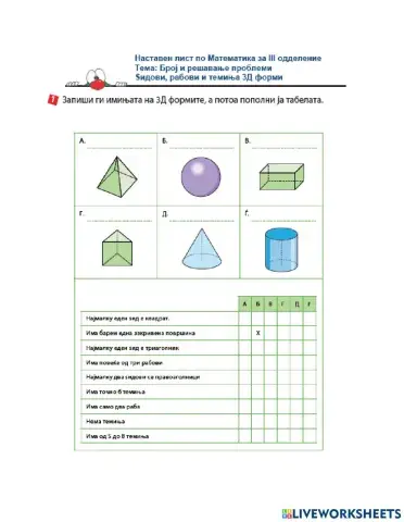 Наставен лист 3д форми
