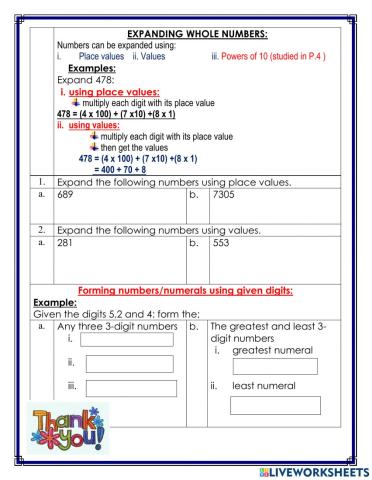 Expanding whole numbers
