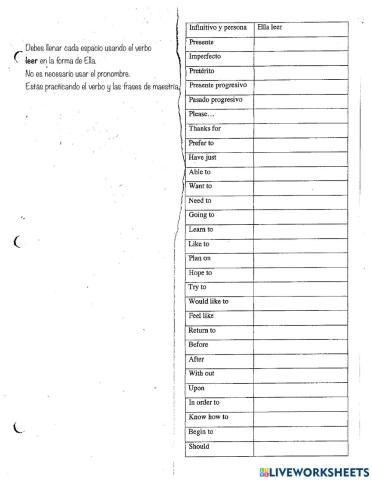 Leer verb practice ella with mastery expressions