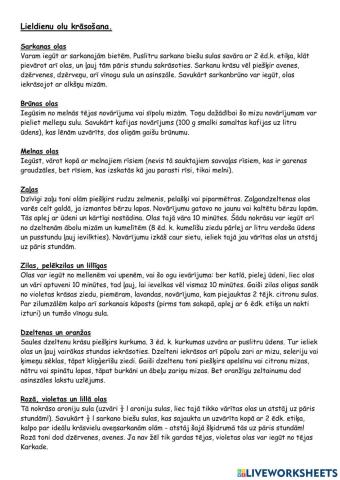 Lasīšanas uzdevums. Lieldienas.