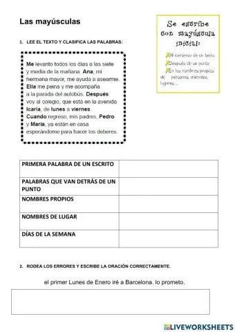 MAYÚSCULA Y SINONIMOS - ANTONIMOS