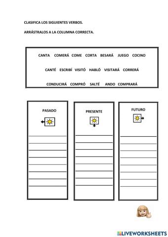 Verbos: presente, pasado y futuro.