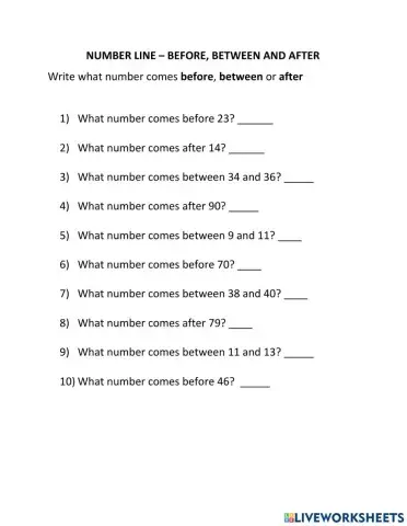 Numbers - Before, Between, After