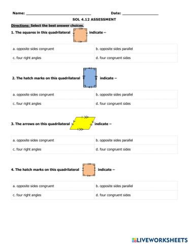 Quadrilaterals Classwork