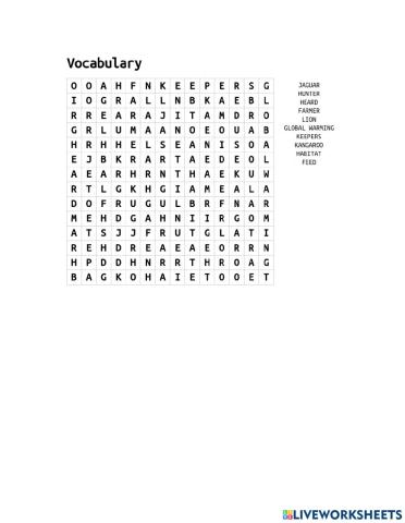 Vocabulary word search (MAY 14th)