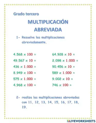Multiplicación abreviada