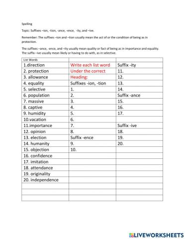 Suffixes