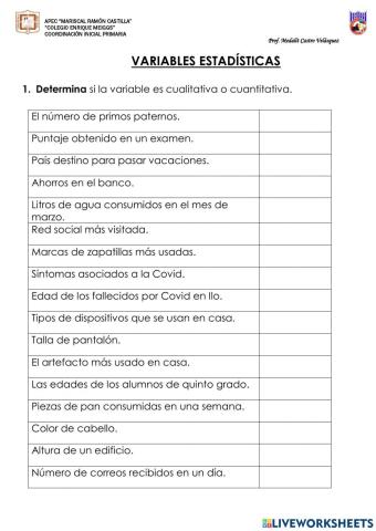 Variables estadísticas