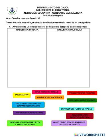 Factores directos e indirectos que afectan la salud de los trabajadores