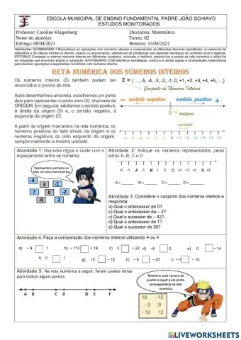 Adição e Subtração de Números Inteiros