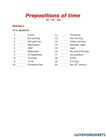 Prepositions of Time