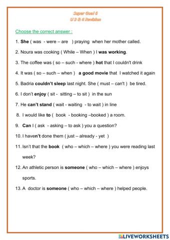 Super Goal 6 - U3 & 4 Revision