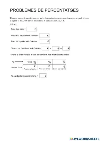 Problemes de percentatges amb ajuda