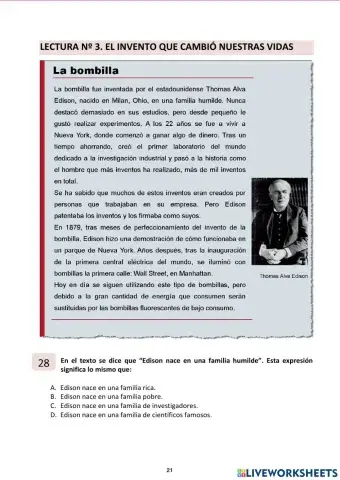 Lectura: La bombilla