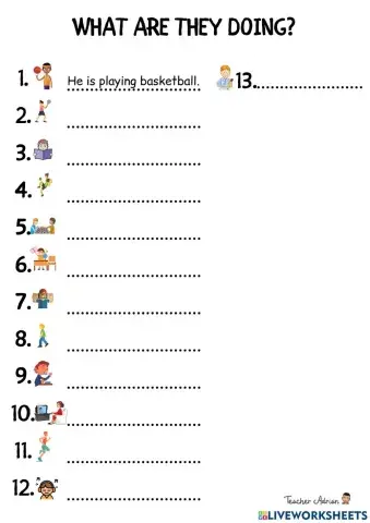 Present Continuous. What are they doing?
