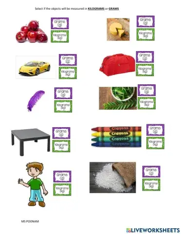 Sorting Kilogram or gram
